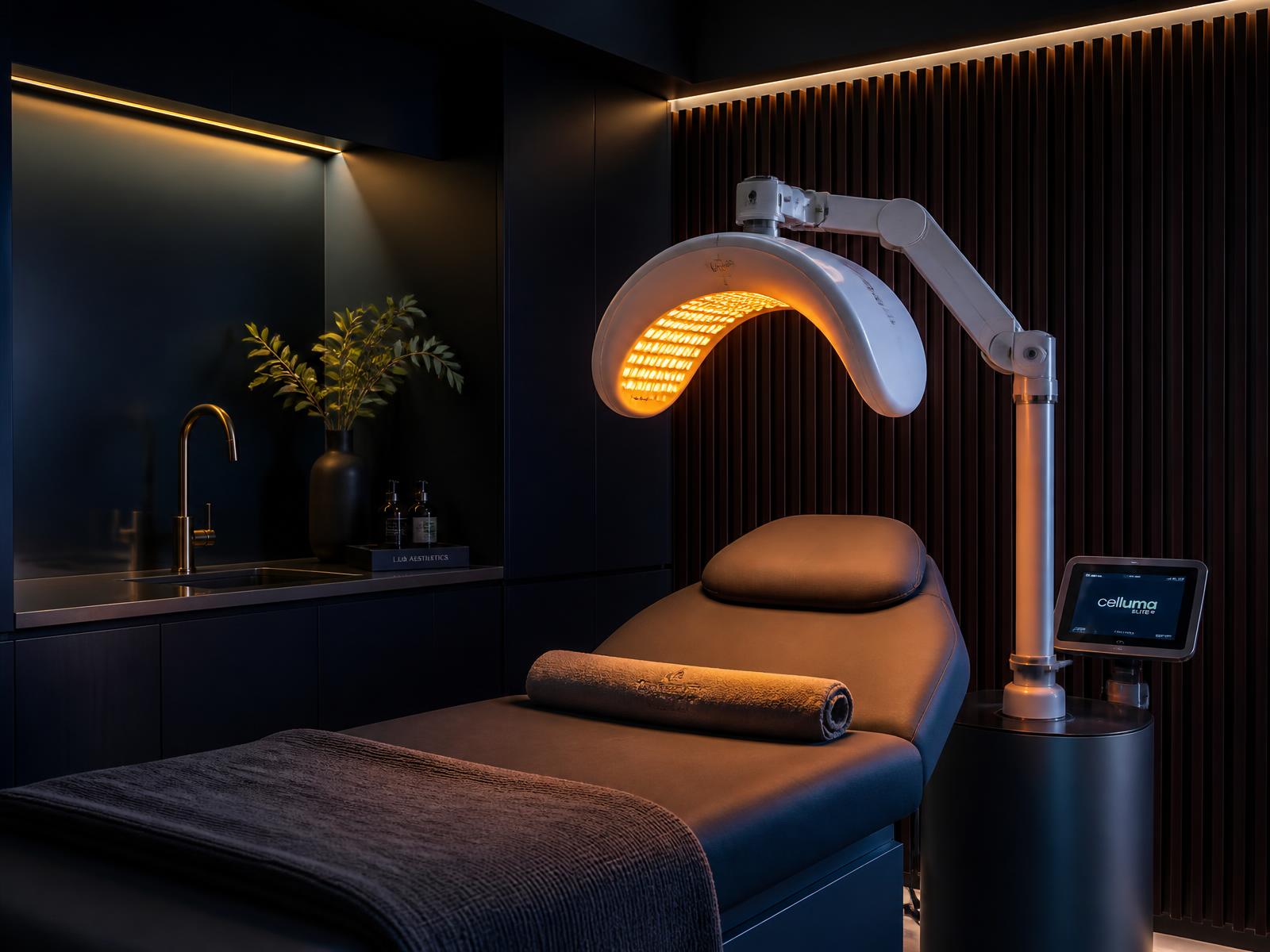 Private treatment room with LED light therapy dome at Natalia Marins Advenced Aesthetics