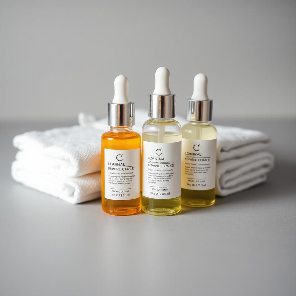 Medical-grade skincare serums used during treatments